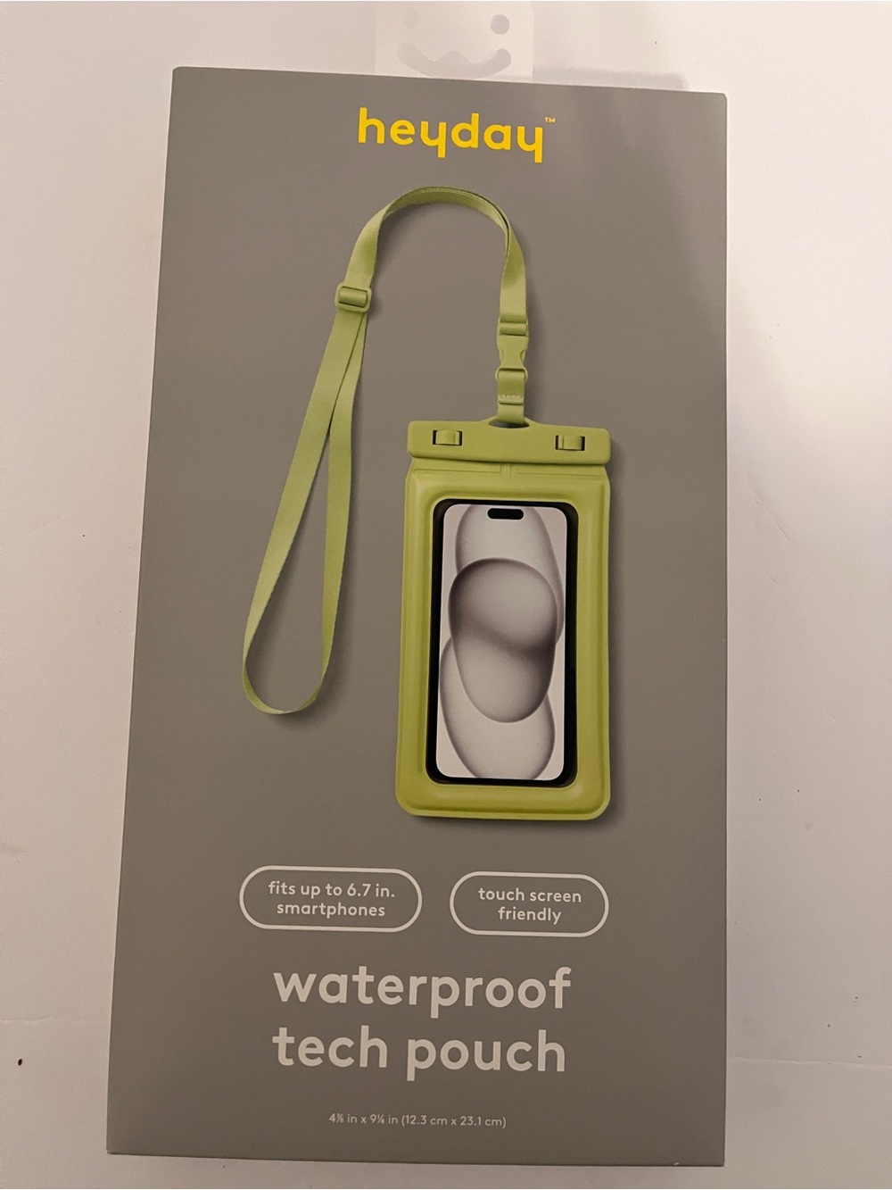 Heyday Waterproof Tech Pouch in Lime Green with Neck Strap